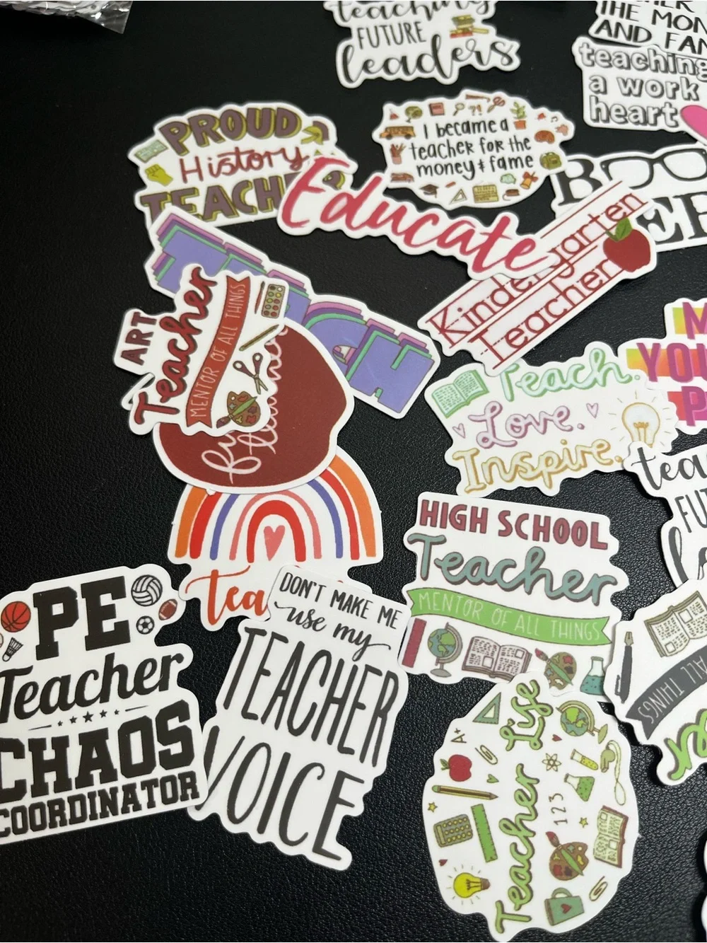 Teacher-Themed Sticker Packs - Colorful Rainbow & Multicolor Designs - 100 total